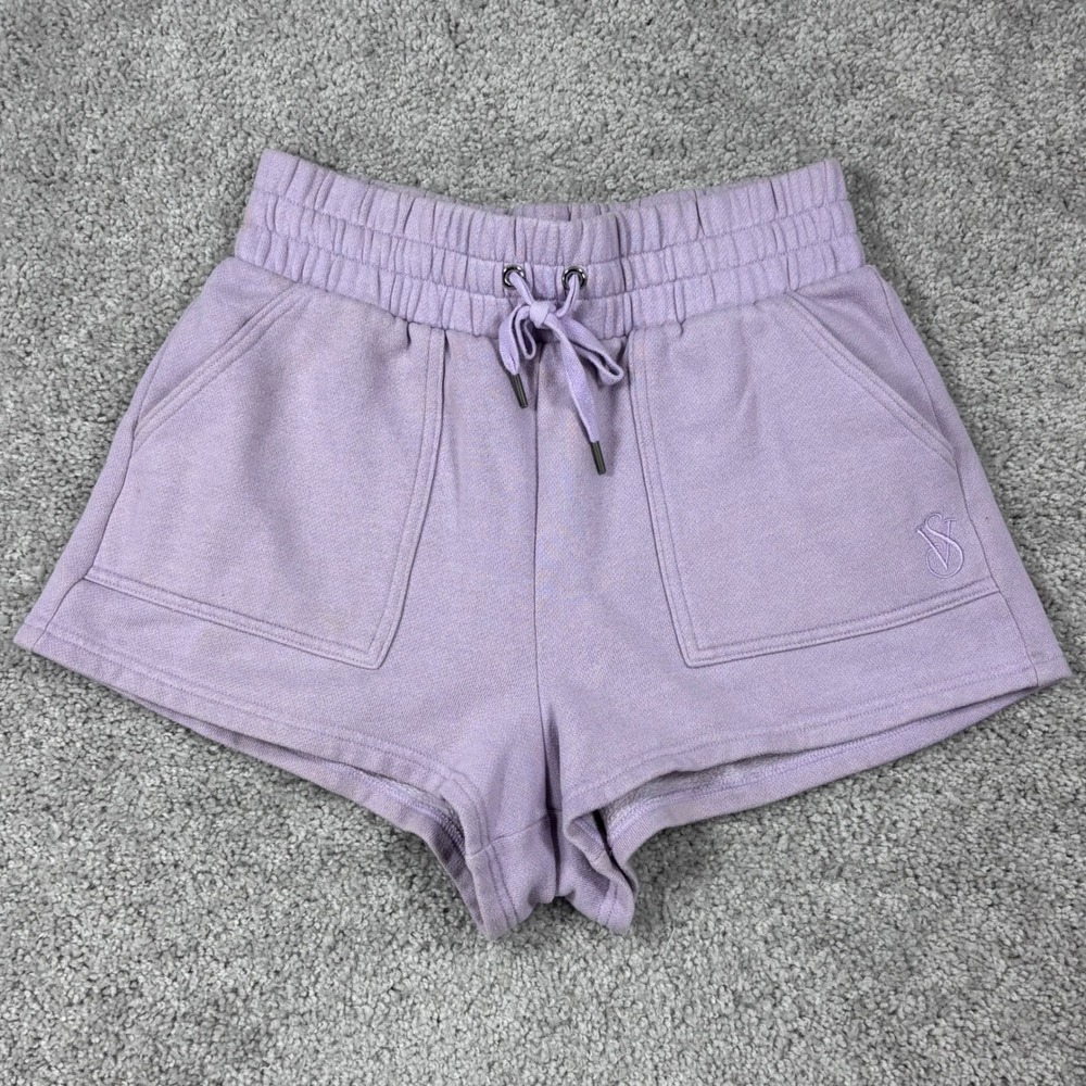 Victorias Secret On Point Womens Purple Cotton Blend High Rise Sweat Shorts Sz S